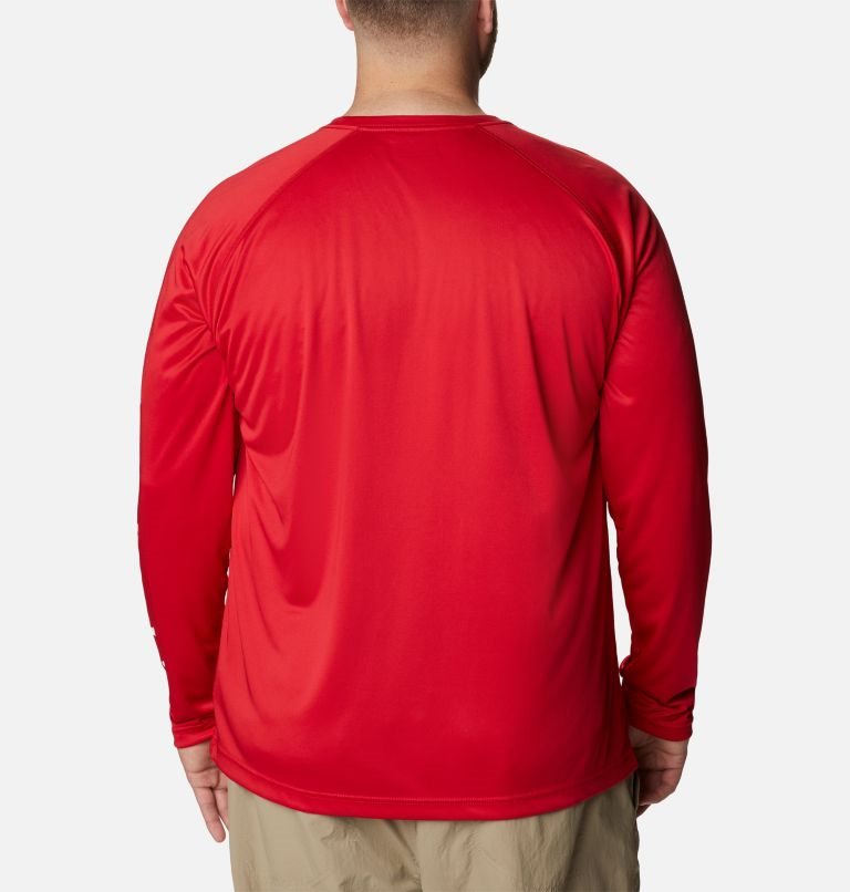 Men's Columbia Fork Stream Long Sleeve Sweatshirts Red | Plus Size CA-S06C4